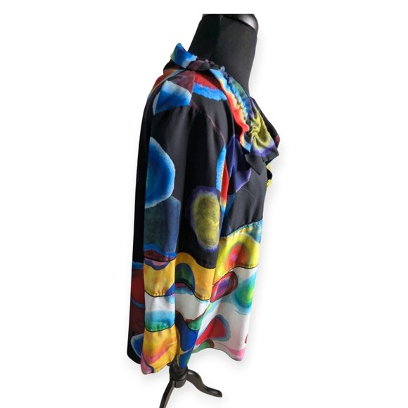 Dana White Coats Vibrant Abstract Button-Up Long Sleeve Blouse Size Large - Picture 6 of 13